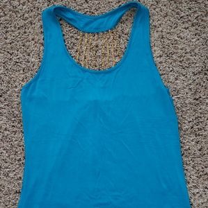 Blue Tank Top With Chain Detail